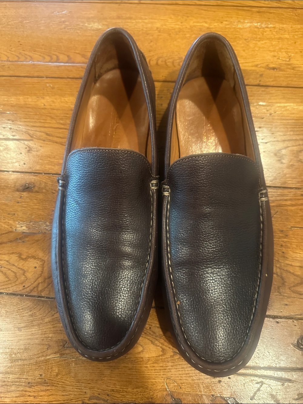 Allen Edmonds Turner Men’s 13D Brown Pebbled Leather Driving Loafers Slip On